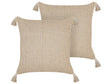 Set of 2 Scatter Cushions Beige Cotton 45 x 45 cm Pillow Cover Solid Pattern with Polyester Filling  Beliani