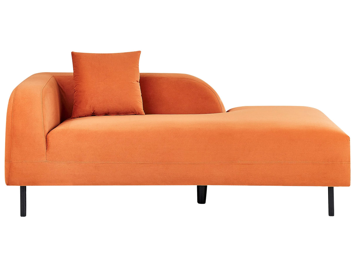 Chaise Lounge Orange Velvet 2 Seater Left Hand Throw Cushion Retro Minimalistic Beliani