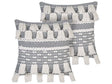 2 Decorative Cushions White and Grey Cotton 45 x 45 cm With Tassels Boho Retro Decor Accessories Beliani