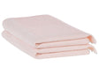 Set of 2 Bath Sheets Towels Pink Terry Cotton Polyester 100 x 150 cm Tassels Texture Bath Towels Beliani