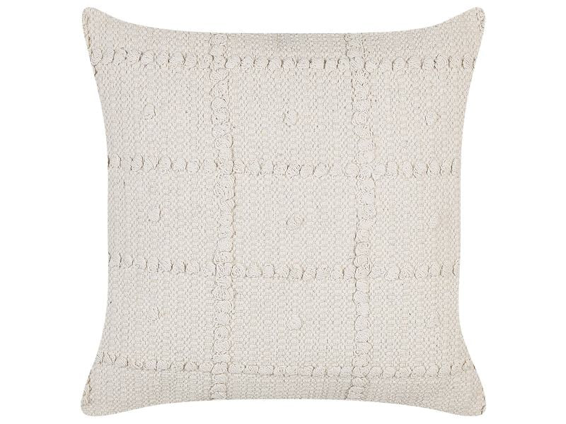 Decorative Pillow Beige Cotton 45 x 45 cm Geometric Pattern Boho Design Throw Cushion Beliani