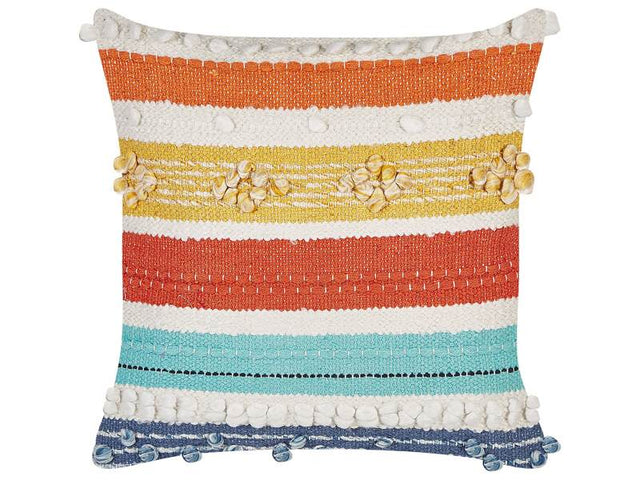 Decorative Pillow Multicolour Cotton 45 x 45 cm Geometric Pattern Boho Design Throw Cushion Beliani