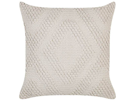 Decorative Pillow Off-White Cotton 45 x 45 cm Diamond Geometric Pattern Boho Design Throw Cushion Beliani