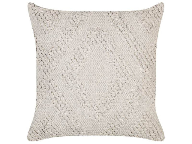 Decorative Pillow Off-White Cotton 45 x 45 cm Diamond Geometric Pattern Boho Design Throw Cushion Beliani