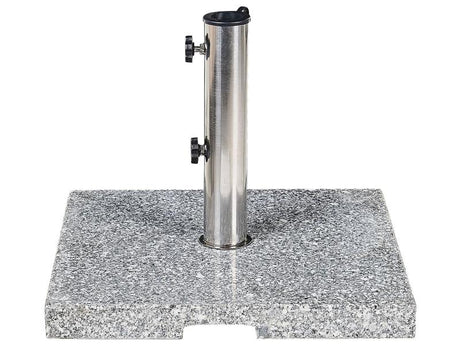 Parasol Base Grey Granite Stainless Steel 45 x 45 cm 25 kg Square Outdoor Umbrella Stand Beliani