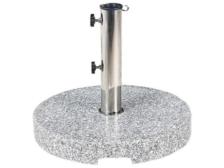 Parasol Base Grey Granite Stainless Steel 45 x 45 cm 25 kg Round Outdoor Umbrella Stand Beliani