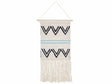 Wall Hanging Beige and Black Cotton 42 x 113 cm Handwoven with Tassels Geometric Pattern Wall Décor Boho Style Living Room Bedroom Beliani