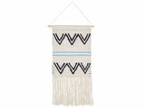 Wall Hanging Beige and Black Cotton 42 x 113 cm Handwoven with Tassels Geometric Pattern Wall Dcor Boho Style Living Room Bedroom Beliani