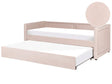 Trundle Bed Pastel Pink Fabric Upholstery EU Single Size Guest Underbed Nailhead Trim  Beliani