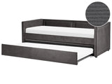 Trundle Bed Dark Grey Corduroy Upholstery EU Single Size Guest Underbed Nailhead Trim  Beliani