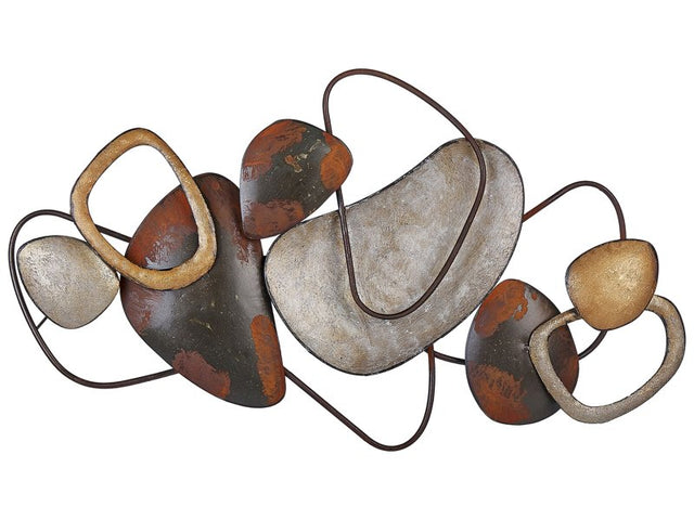 Wall Decor Brown Iron Metal Sculpture Geometric Wall Art Abstract Glam Modern Accessory Beliani