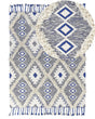 Area Rug Light Beige and Blue Cotton 140 x 200 cm Rectangular with Tassels Geometric Pattern Handwoven Modern Boho Style Living Room Bedroom Beliani
