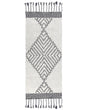 Area Rug White and Black Cotton 80 x 150 cm Rectangular with Tassels Geometric Pattern Handwoven Modern Boho Style Living Room Bedroom Beliani