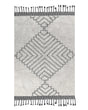 Area Rug White and Black Cotton 140 x 200 cm Rectangular with Tassels Geometric Pattern Handwoven Modern Boho Style Living Room Bedroom Beliani