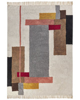 Area Rug Multicolour Cotton 160 x 230 cm Rectangular with Tassels Geometric Pattern Handwoven Modern Boho Style Living Room Bedroom Beliani