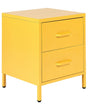 Bedside Table Yellow Steel Nightstand Industrial Design 2 Drawers Bedroom Storage Furniture  Beliani