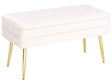 Bedroom Storage Bench Off-White Polyester Velvet Upholstery Golden Legs Glam Design Solid Colour Living Room Furniture Beliani