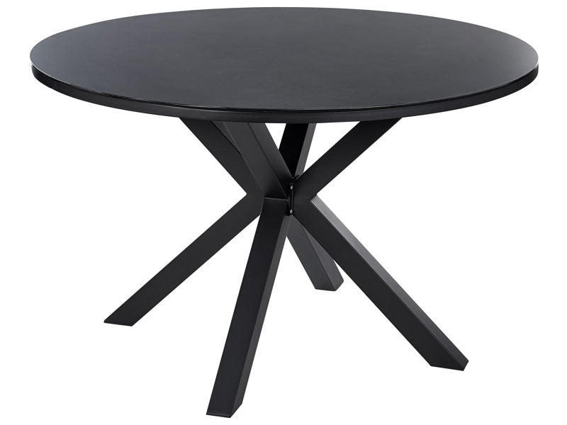 Garden Dining Table Black Aluminium Round ø 120 cm Outdoor Modern Beliani