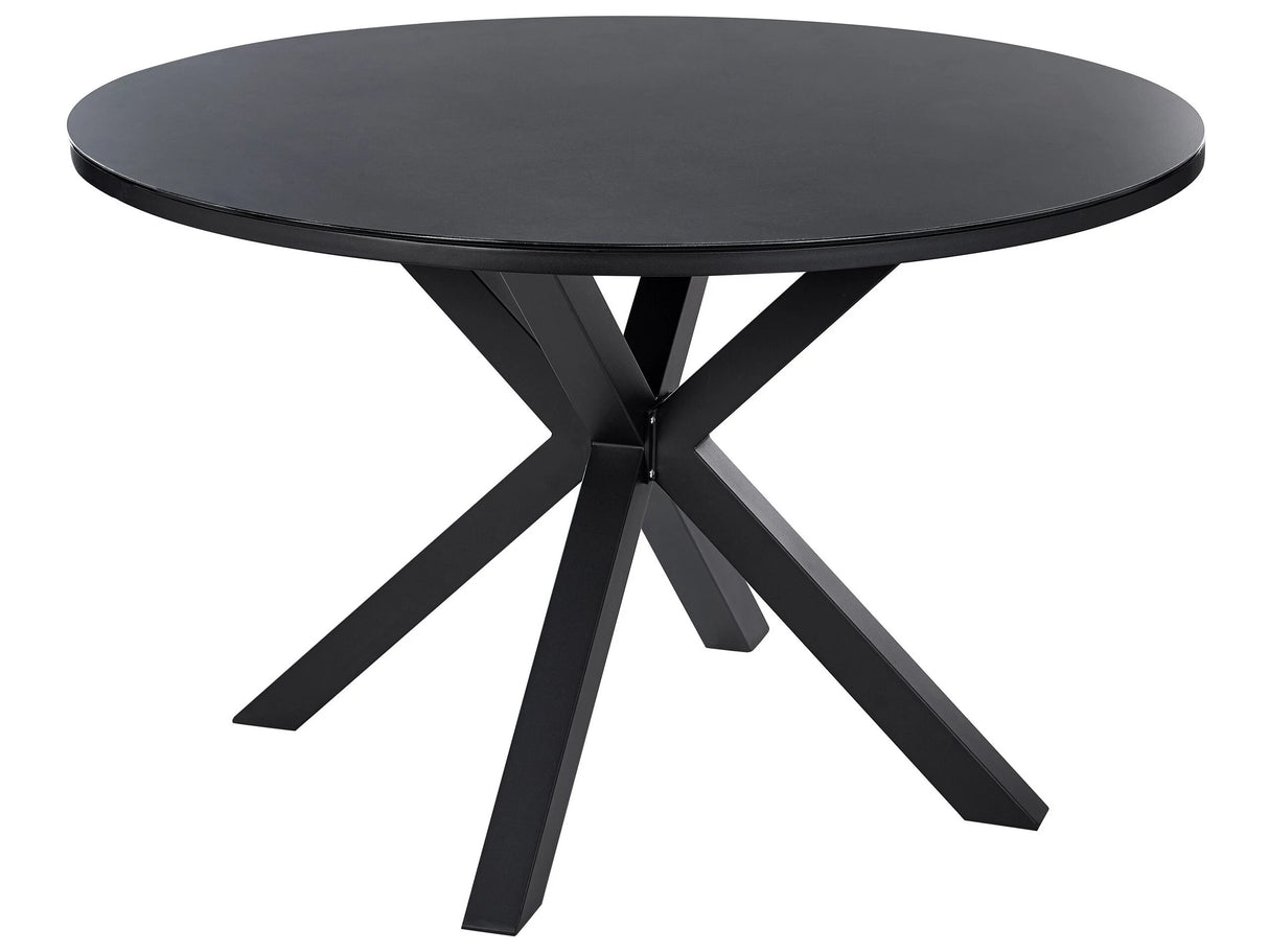 Garden Dining Table Black Aluminium Round  120 cm Outdoor Modern Beliani