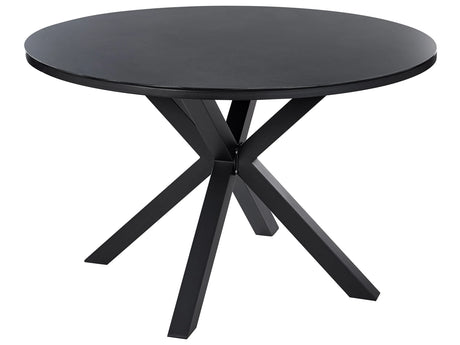 Garden Dining Table Black Aluminium Round  120 cm Outdoor Modern Beliani