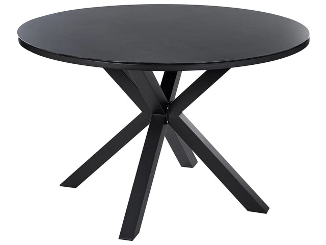 Garden Dining Table Black Aluminium Round  120 cm Outdoor Modern Beliani