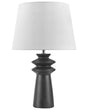 Table Lamp Black Ceramic 57 cm White Cone Shade Handmade Bedside Living Room Bedroom Lighting Beliani