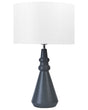 Table Lamp Black Ceramic 66 cm White drum Shade Handmade Bedside Living Room Bedroom Lighting Beliani