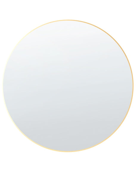 Wall Mirror Gold Glass 80 x 80 cm Round Decorative Wall Mounted Accent Piece Beliani