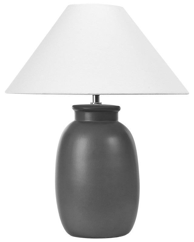 Table Lamp Black Ceramic 53 cm White Cone Shade Handmade Bedside Living Room Bedroom Lighting Beliani