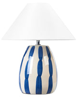 Table Lamp Light Beige and Blue Ceramic 41 cm White Cone Shade Handmade Bedside Living Room Bedroom Lighting Beliani