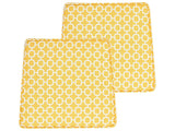 Set of 2 Outdoor Seat Cushions Yellow and White Geometric Pattern String Tied UV Resistant Set Pad Beliani