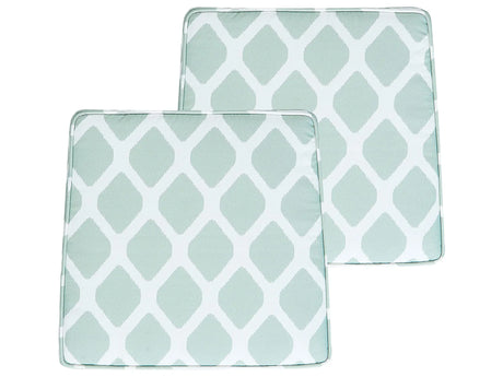 Set of 2 Outdoor Seat Cushions Mint Green and White Geometric Diamond Pattern String Tied UV Resistant Set Pad Beliani