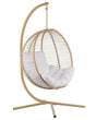 Swing Egg Chair Beige Rope Metal Stand Soft Sitting Cushion Boho Rustic Living Room Terrace Beliani