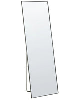 Standing Mirror Black Aluminium Frame 50 x 156 cm with Stand Modern Design Framed Full Length Beliani