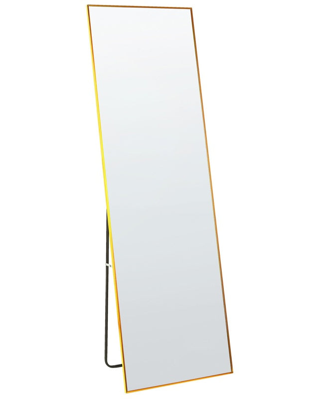 Standing Mirror Gold Aluminium Frame 50 x 156 cm with Stand Modern Design Framed Full Length Beliani