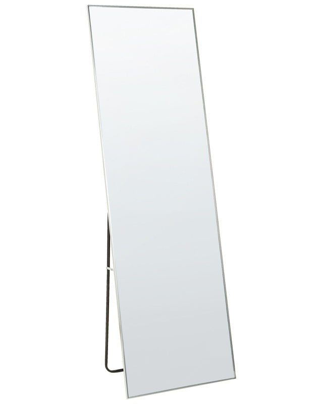 Standing Mirror Silver Aluminium Frame 50 x 156 cm with Stand Modern Design Framed Full Length Beliani