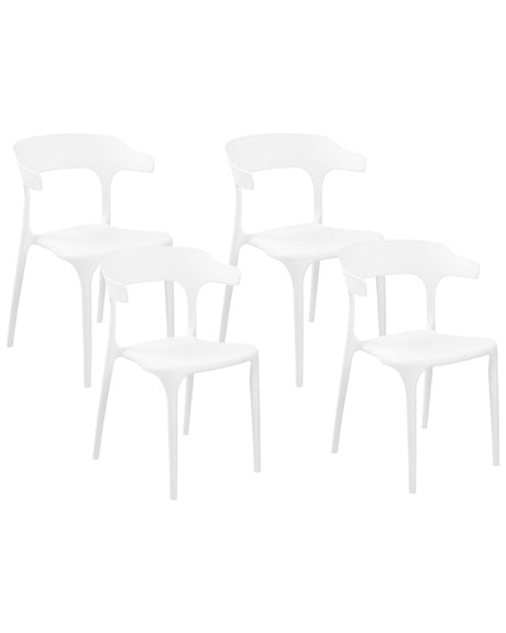 Set of 4 Garden Chairs White Polypropylene Lightweight Weather Resistant Plastic Indoor Outdoor Modern Beliani