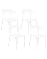 Set of 4 Garden Chairs White Polypropylene Lightweight Weather Resistant Plastic Indoor Outdoor Modern Beliani