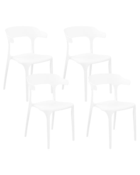 Set of 4 Garden Chairs White Polypropylene Lightweight Weather Resistant Plastic Indoor Outdoor Modern Beliani
