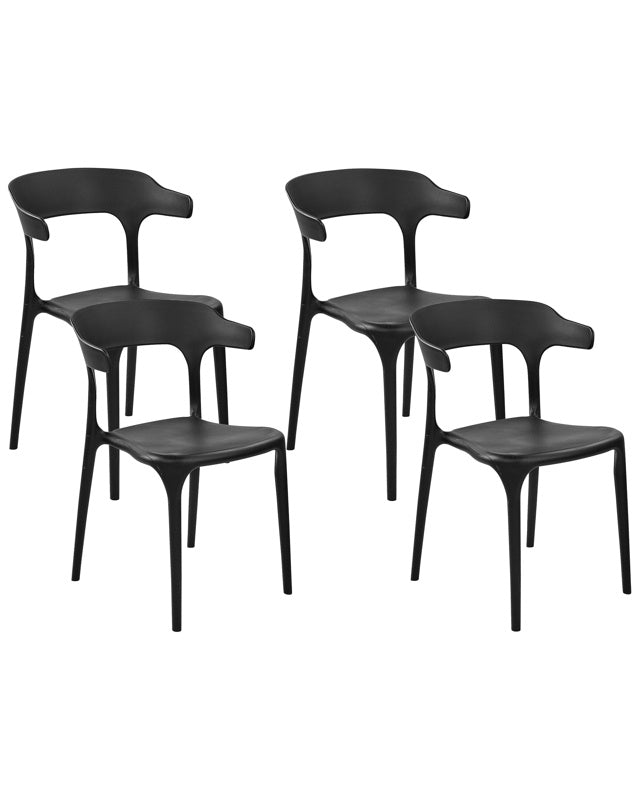 Set of 4 Garden Chairs Black Polypropylene Lightweight Weather Resistant Plastic Indoor Outdoor Modern Beliani