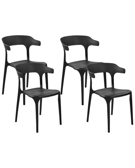 Set of 4 Garden Chairs Black Polypropylene Lightweight Weather Resistant Plastic Indoor Outdoor Modern Beliani