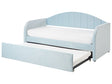 Trundle Bed Light Blue Velvet EU Single Slatted Base Upholstered Daybed Glamour Modern Child's Room Guest Room Beliani