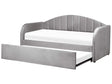 Trundle Bed Grey Velvet EU Single Slatted Base Upholstered Daybed Glamour Modern Child's Room Guest Room Beliani