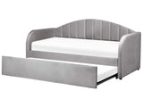 Trundle Bed Grey Velvet EU Single Slatted Base Upholstered Daybed Glamour Modern Child's Room Guest Room Beliani
