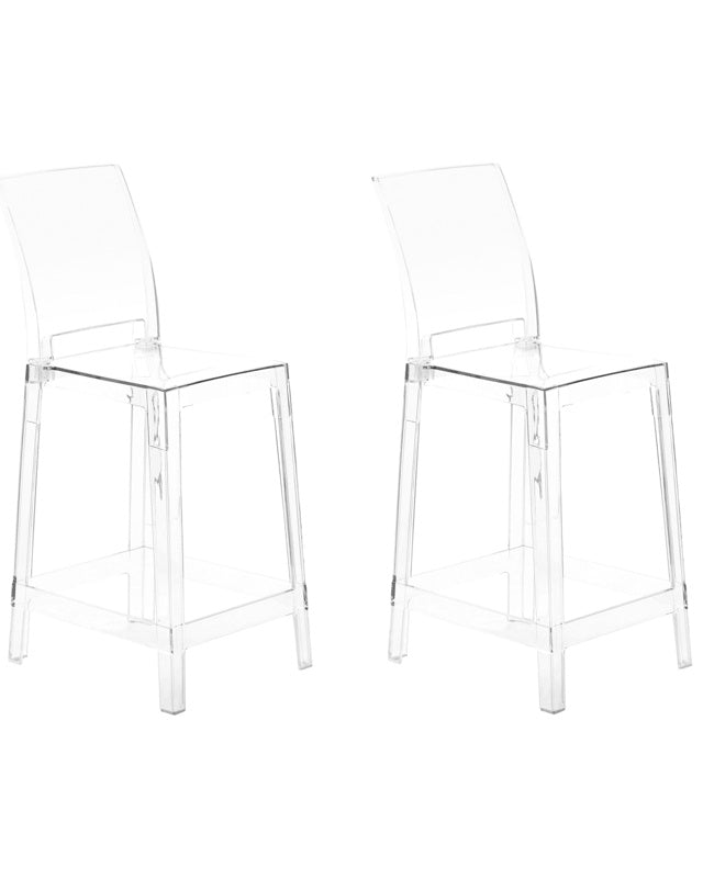 Set of 2 Bar Stools Transparent Plastic 99 cm Seat Counter Chair Beliani