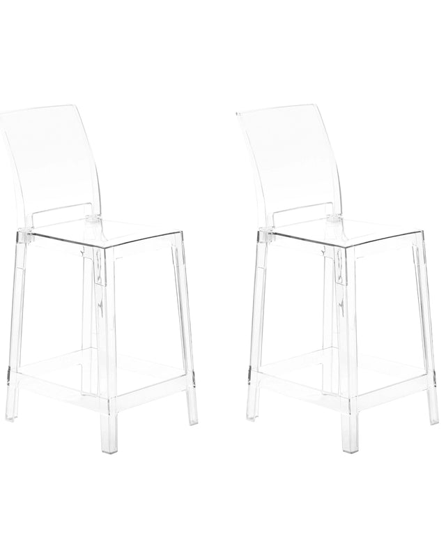 Set of 2 Bar Stools Transparent Plastic 99 cm Seat Counter Chair Beliani