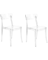 Set of 2 Dining Chairs Transparent Synthetic Material Solid Back Armless Stackable Modern Design Beliani