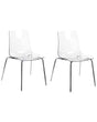 Set of 2 Dining Chairs Transparent Synthetic Seat Metal Legs Backrest Modern Design Beliani