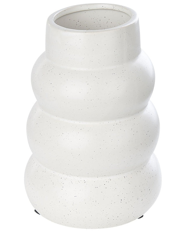 Flower Vase White Stoneware 22 cm Decorative Home Accessory Minimalistic Home Decor Beliani