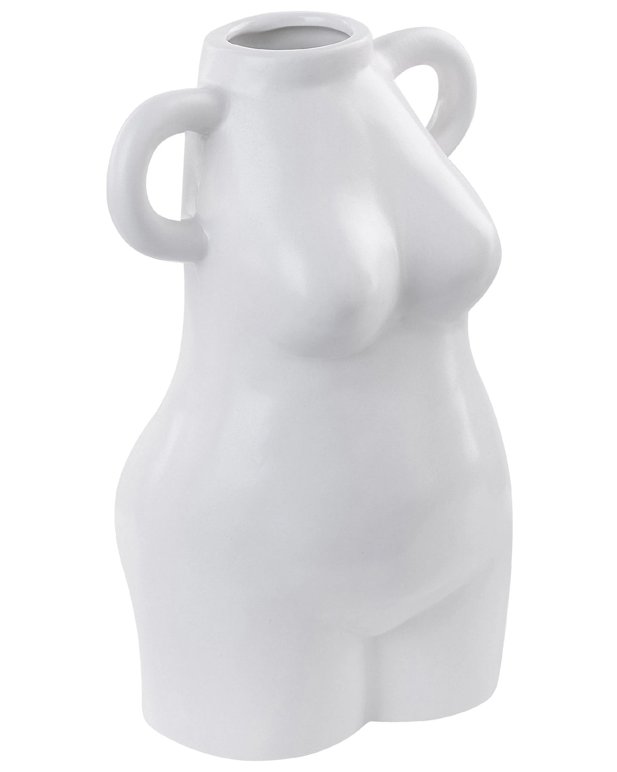Flower Vase White Porcelain Female Body Motif Round Handles Decorative Waterproof Home Accessory Beliani